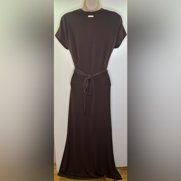 MICHAEL Michael Kors Brown Midi Hi Low Cap Sleeve Slinky Wrap Dress size 2 - Picture 5 of 9